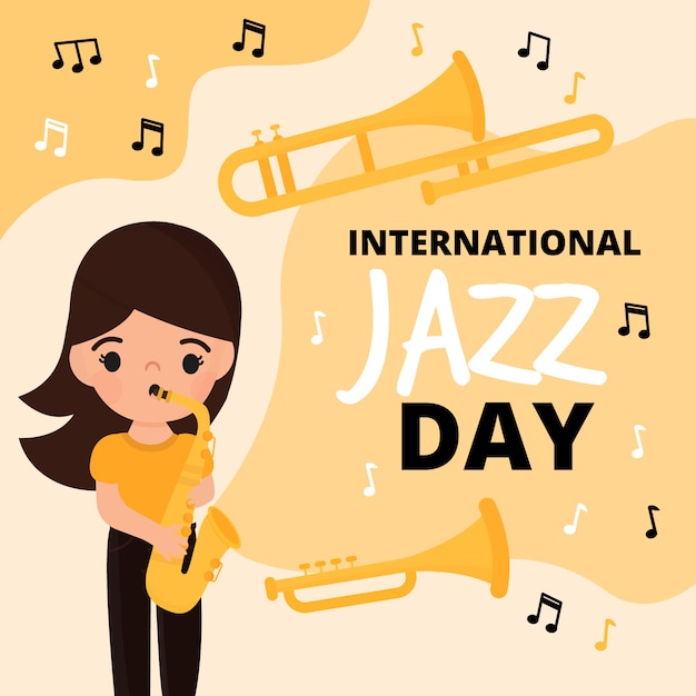 Flat design international jazz day concept