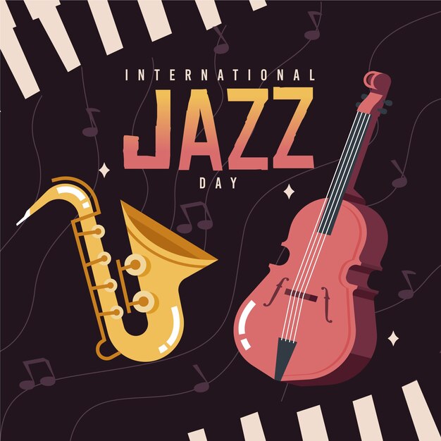 Flat design international jazz day concept