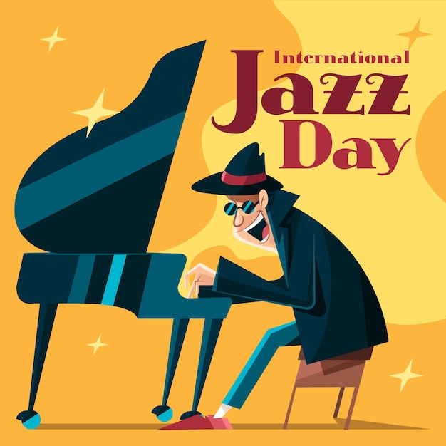 Flat design international jazz day concept