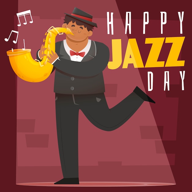 Flat design international jazz day concept