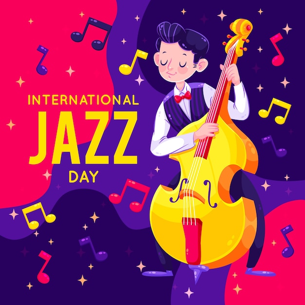 Flat design international jazz day concept