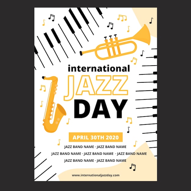 Free Vector flat design international jazz day poster