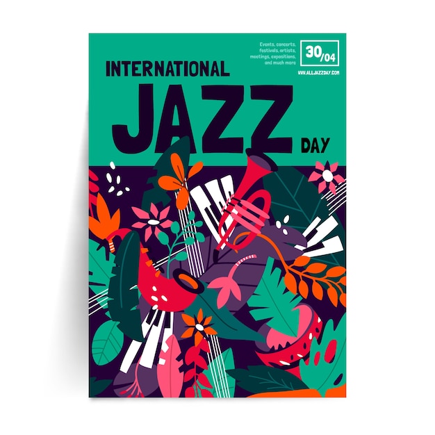 Free vector flat design international jazz day poster