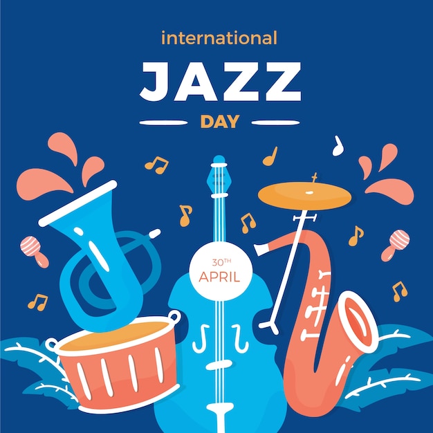 Flat design international jazz day