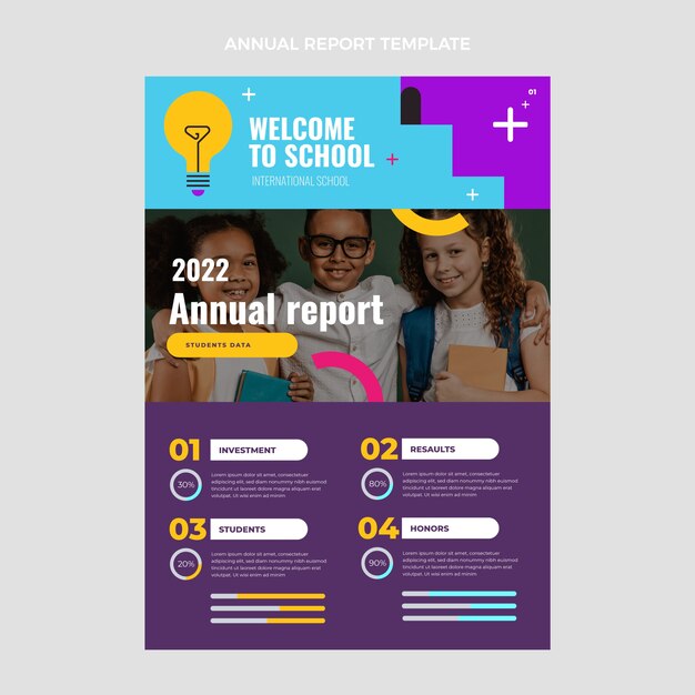 Flat design international school annual report