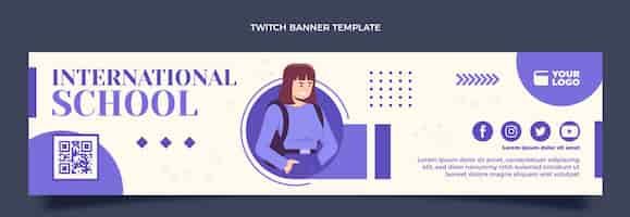 Free vector flat design international school twitch banner