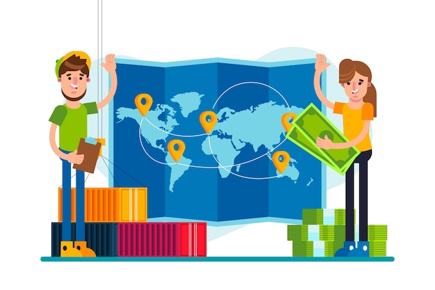 Free Vector flat design international trade illustrated