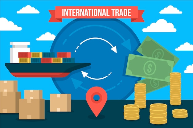 Flat design international trade illustration