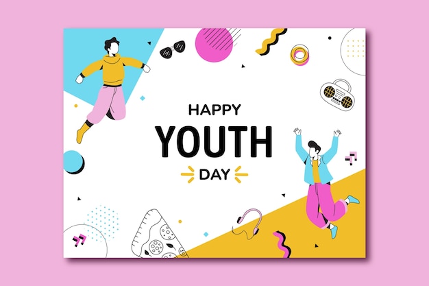 Flat design international youth day photocall template