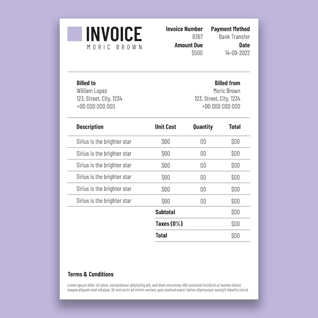 Flat design invoice template