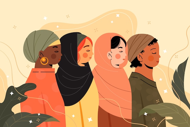 Flat design iranian women wearing hijabs