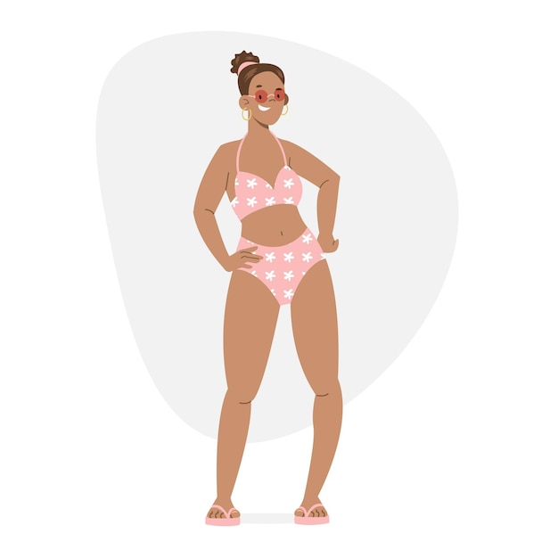 Flat design isolated girl in bikini