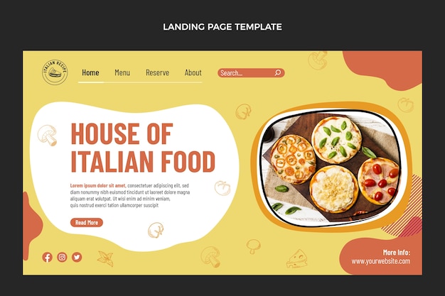 Flat design italian food landing page template