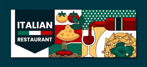 Free Vector flat design italian restaurant facebook cover