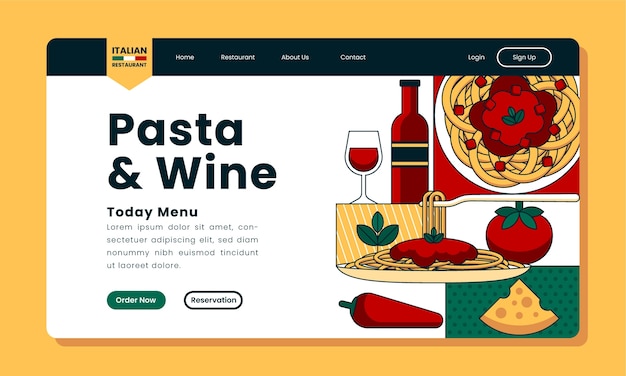 Free Vector flat design italian restaurant landing page