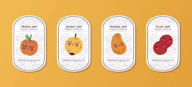 Flat design jam badges collection