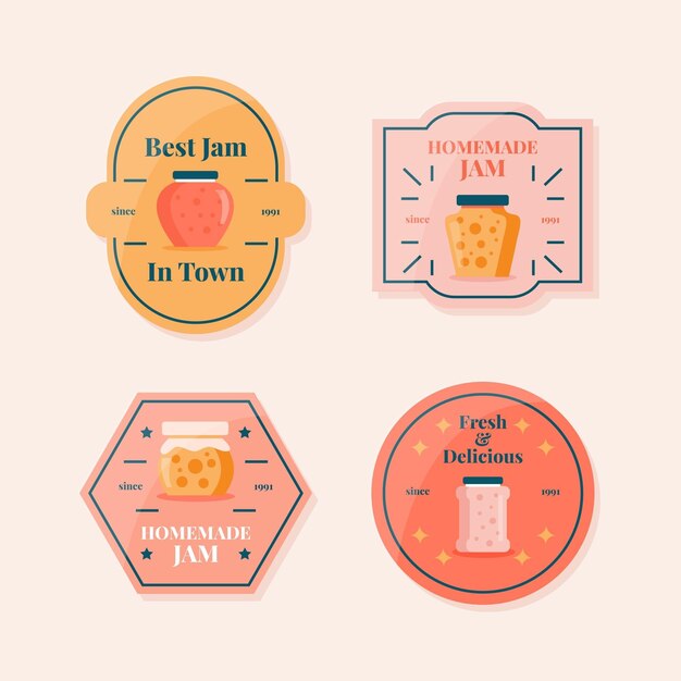 Flat design jam badges collection