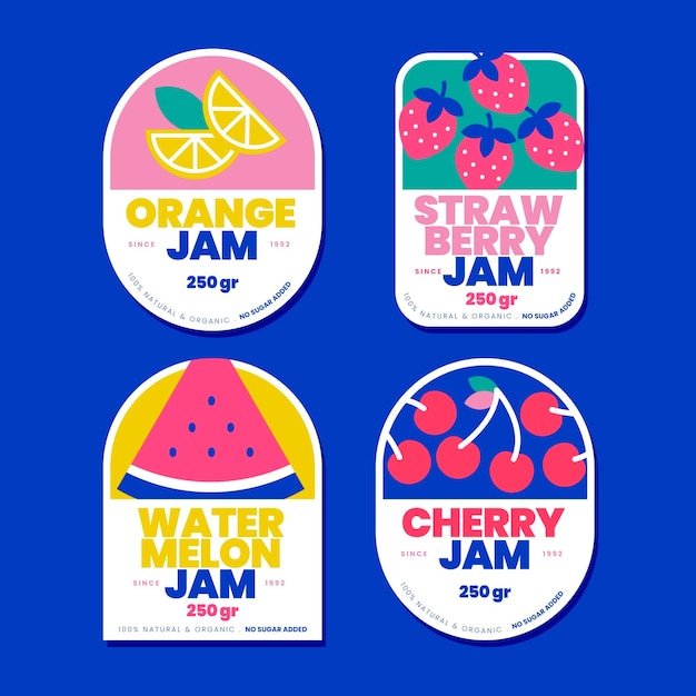 Flat design jam badges collection