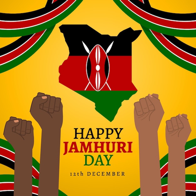 Free Vector flat design jamhuri day with fists