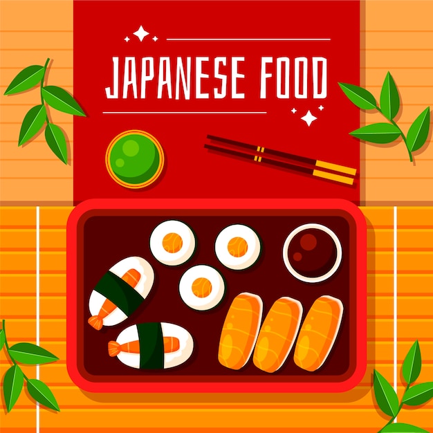 Flat design japan food illustration