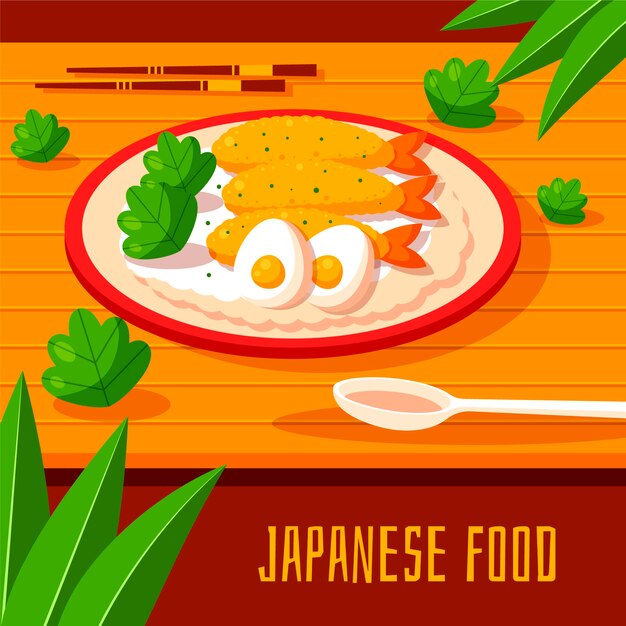 Flat design japan food illustration