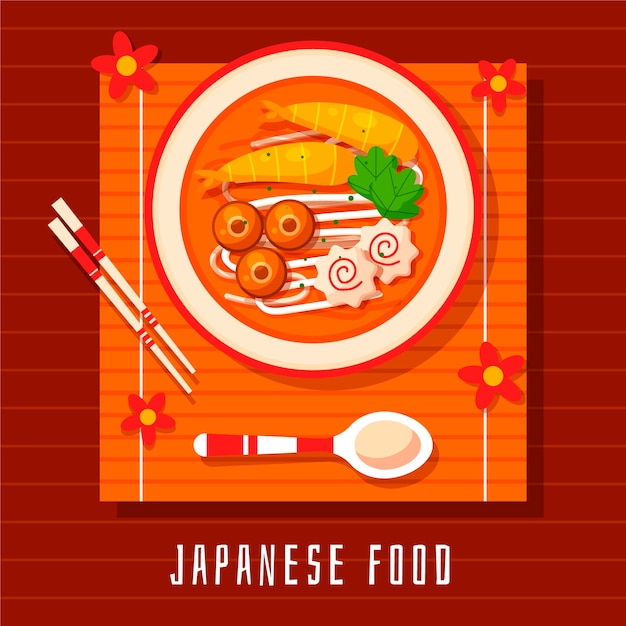 Flat design japan food illustration