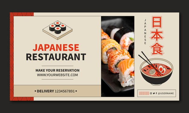 Flat design japanese restaurant facebook