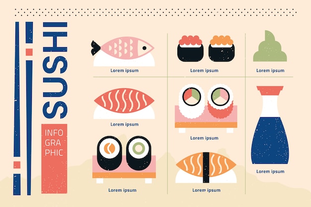 Flat design japanese restaurant infographic