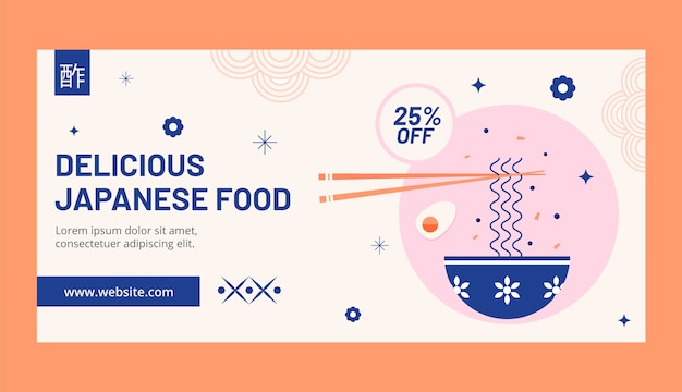 Free Vector flat design japanese restaurant sale banner