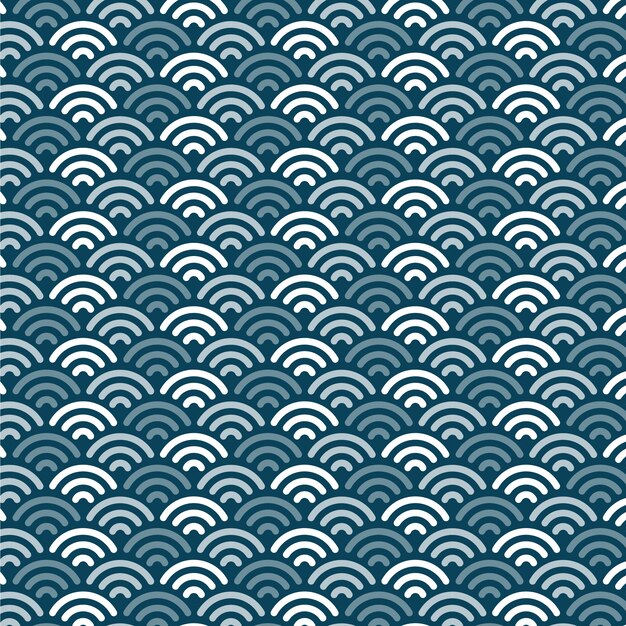 Flat design japanese wave pattern design