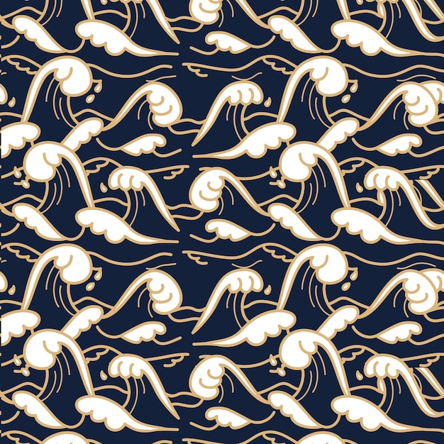 Flat design japanese wave pattern design