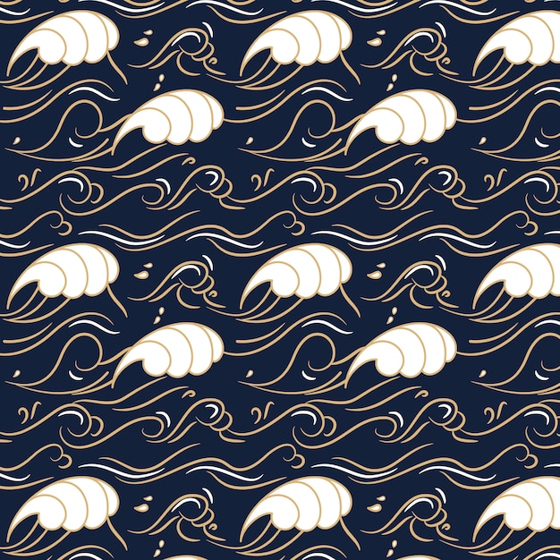 Free Vector flat design japanese wave pattern design