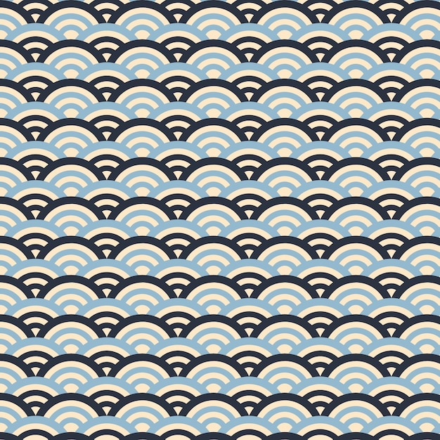 Flat design japanese wave pattern