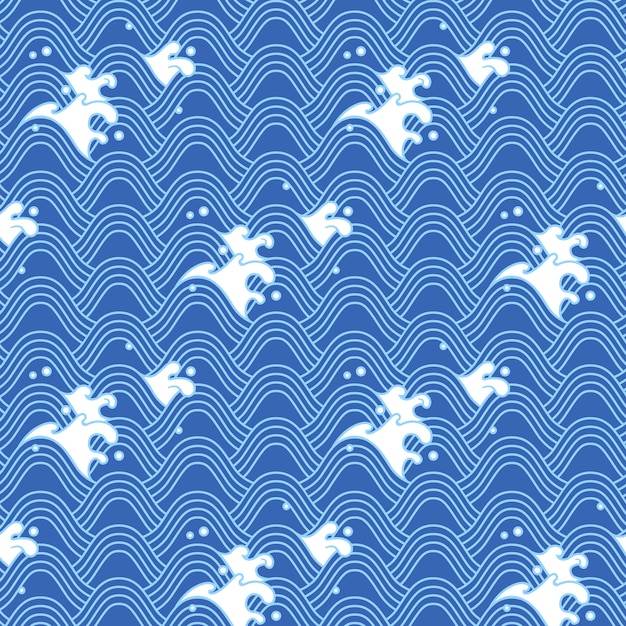 Free Vector flat design japanese wave pattern