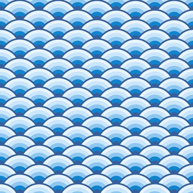 Flat design japanese wave pattern