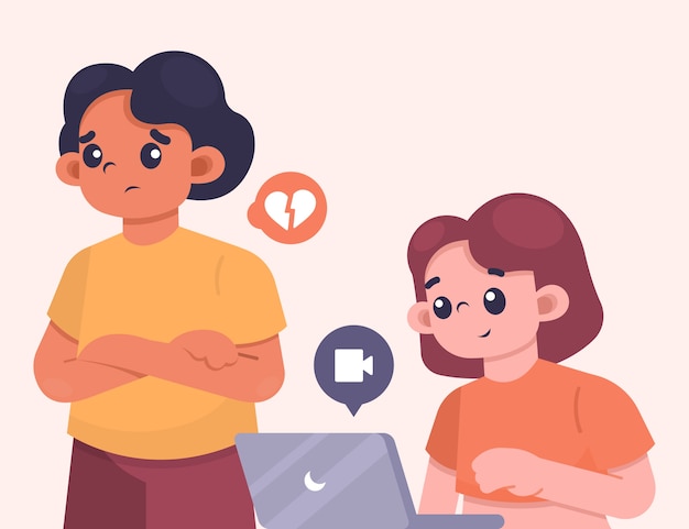 Flat design jealous illustration