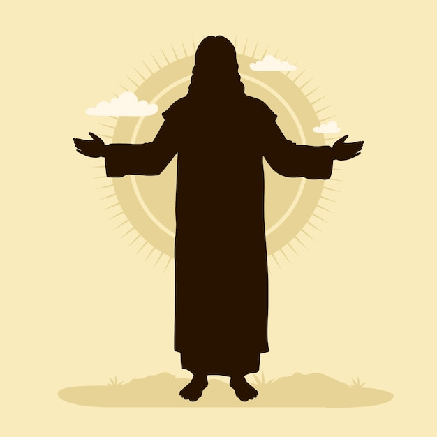 Flat design jesus silhouette illustration