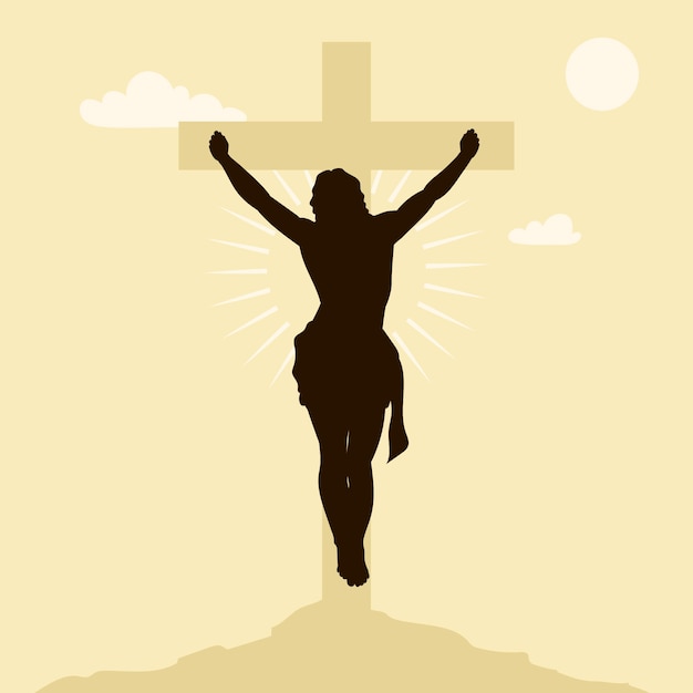 Flat design jesus silhouette illustration