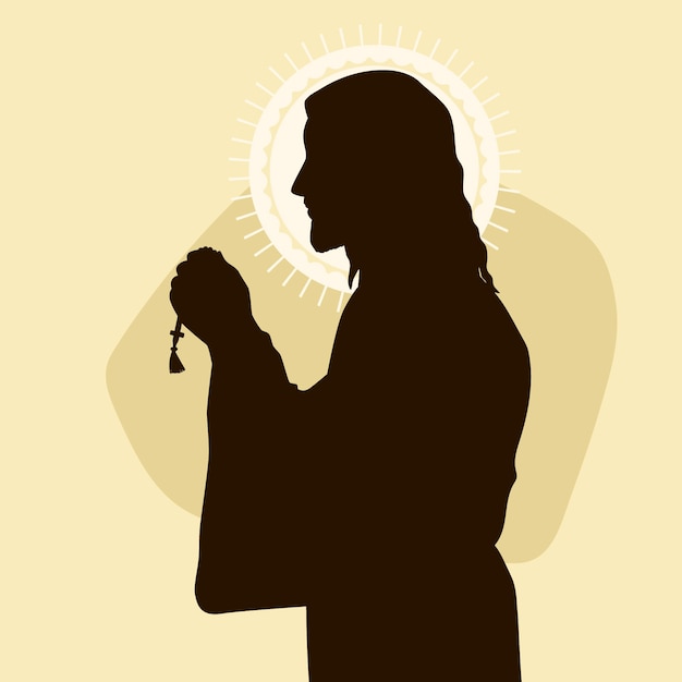 Flat design jesus silhouette illustration