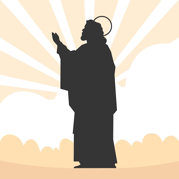 Flat design jesus silhouette