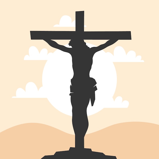 Flat design jesus silhouette