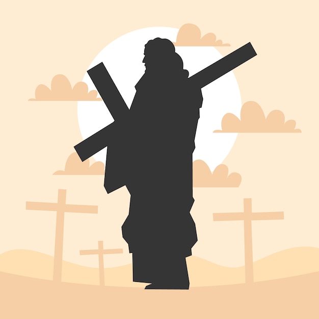 Flat design jesus silhouette