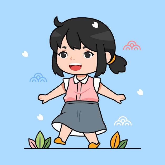 Flat design kawaii person illustration