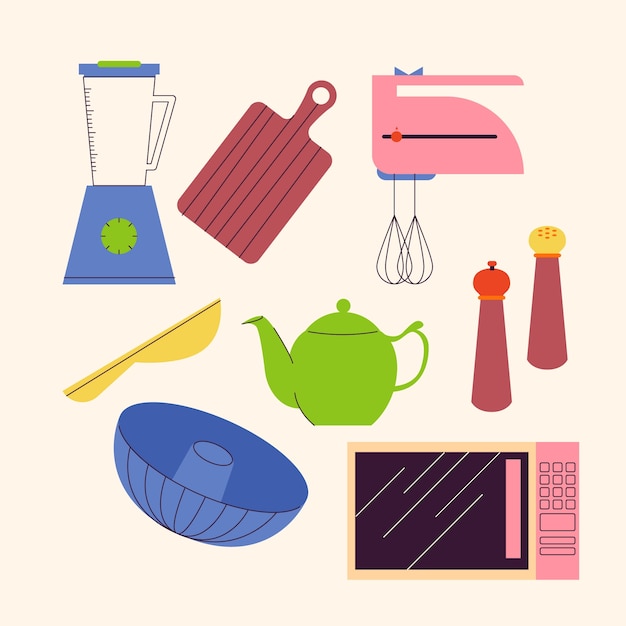 Free Vector flat design kitchen elements