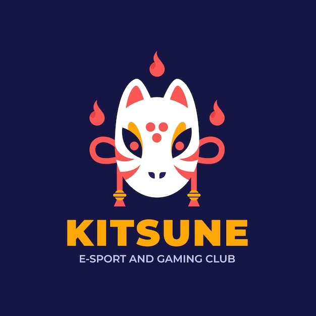 Free Vector flat design kitsune logo