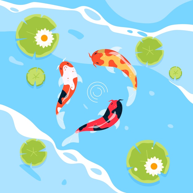 Flat design koi fish illustration