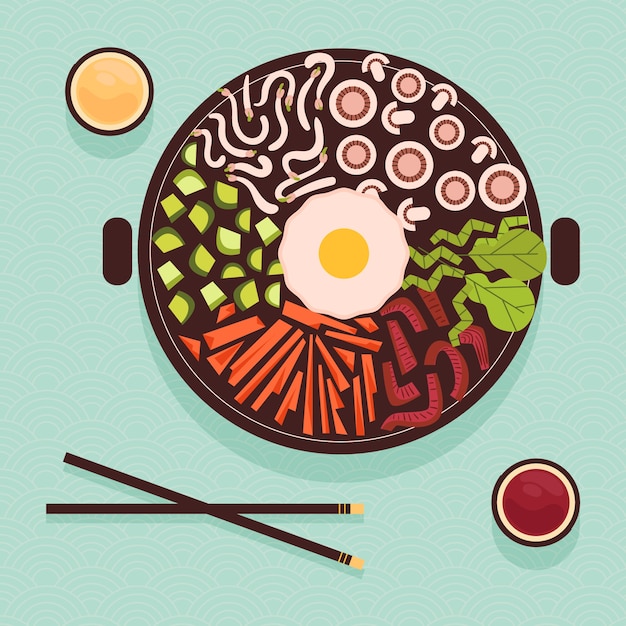 Free Vector flat design korean food illustration