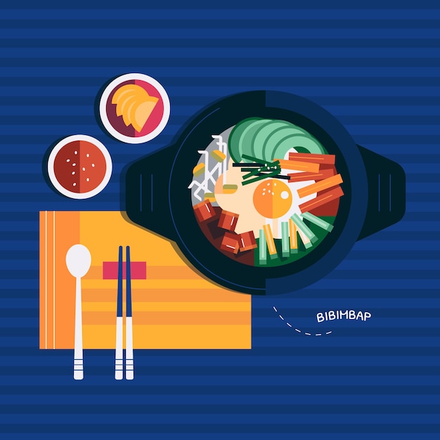 Flat design korean food