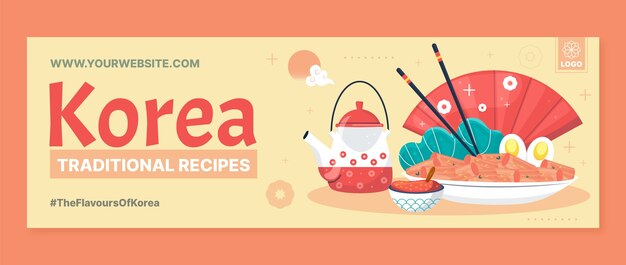 Flat design korean restaurant twitter header