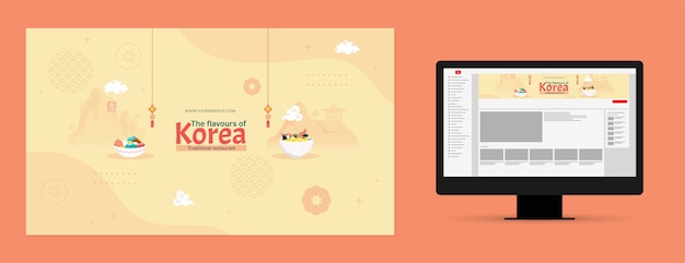 Flat design korean restaurant youtube channel art